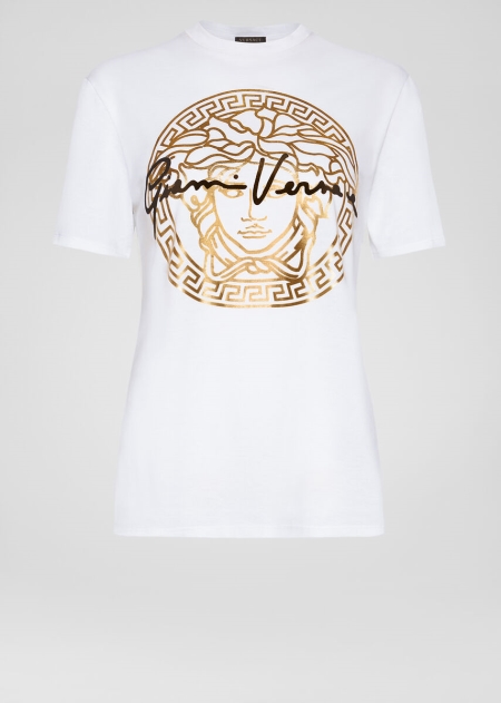 Versace Medusa Signature Motif Slim Fit T-shirt Dam - 810243QUF